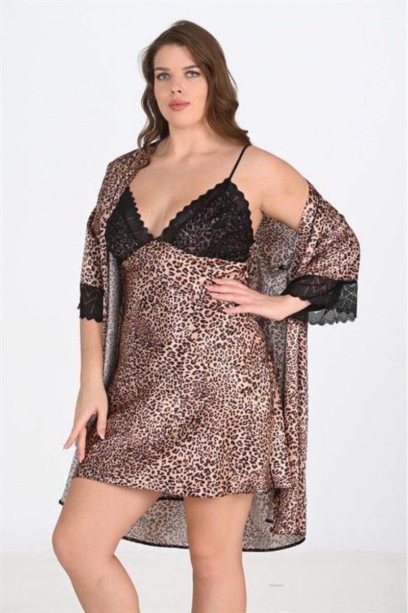 Ahu 2li Leopar Sabahlık Takımı Bigsize 6203
