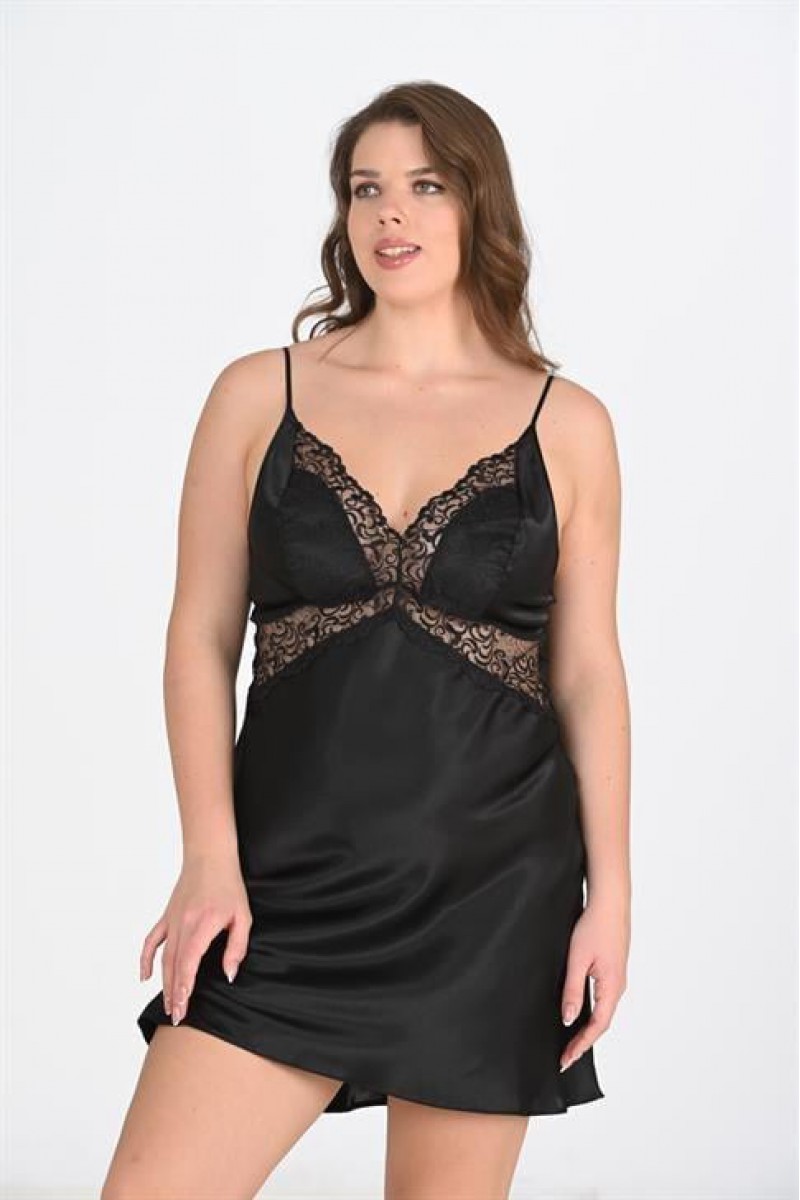 Ahu 2li Siyah Sabahlık Takımı Bigsize 6201