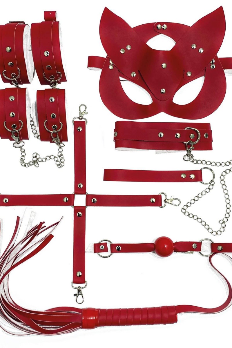 Arias Closet Kırmızı Deri 7 Li Set Aksesuar