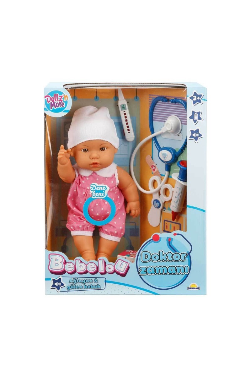 30111 Bebelou Doktor Zamanı Sesli Bebek Seti 35 Cm -sunman