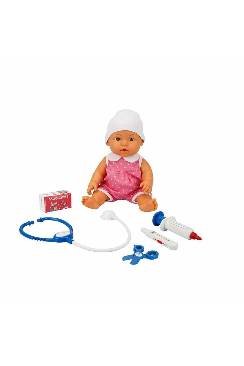 30111 Bebelou Doktor Zamanı Sesli Bebek Seti 35 Cm -sunman