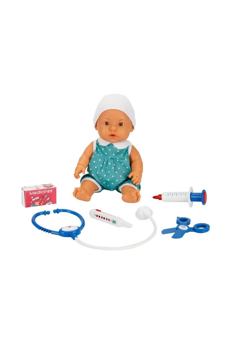 30111 Bebelou Doktor Zamanı Sesli Bebek Seti 35 Cm -sunman