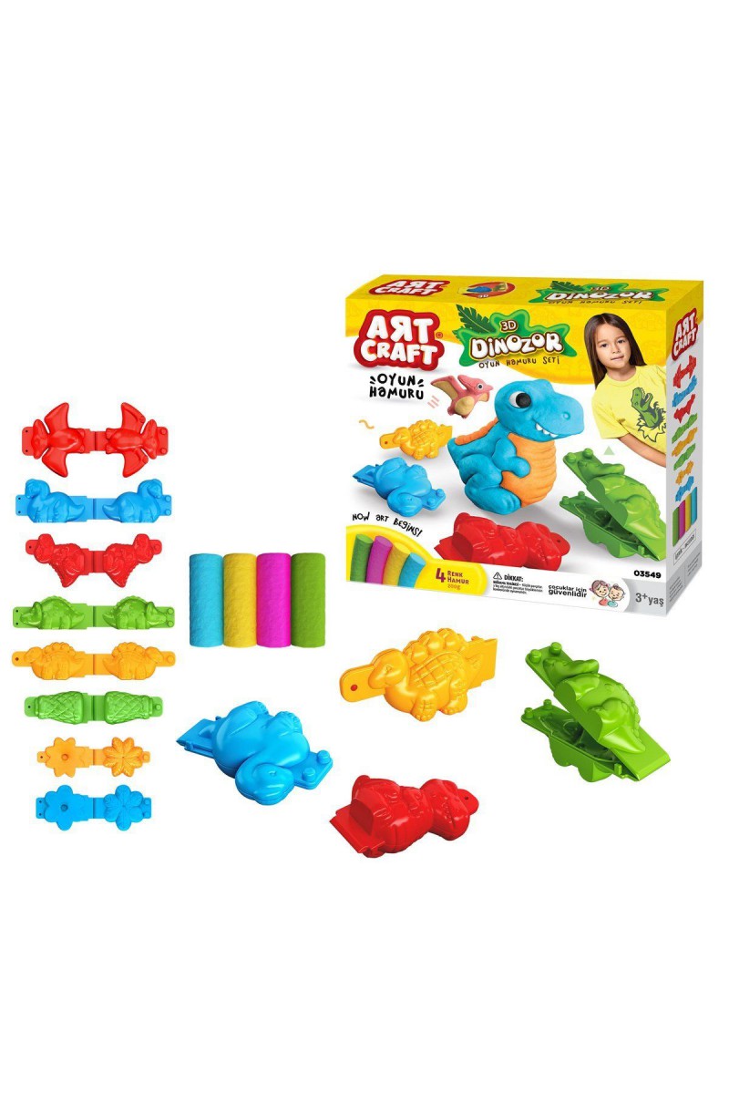 03549 Dede, 3d Dinozor Hamur Set 200 Gr / +3 Yaş