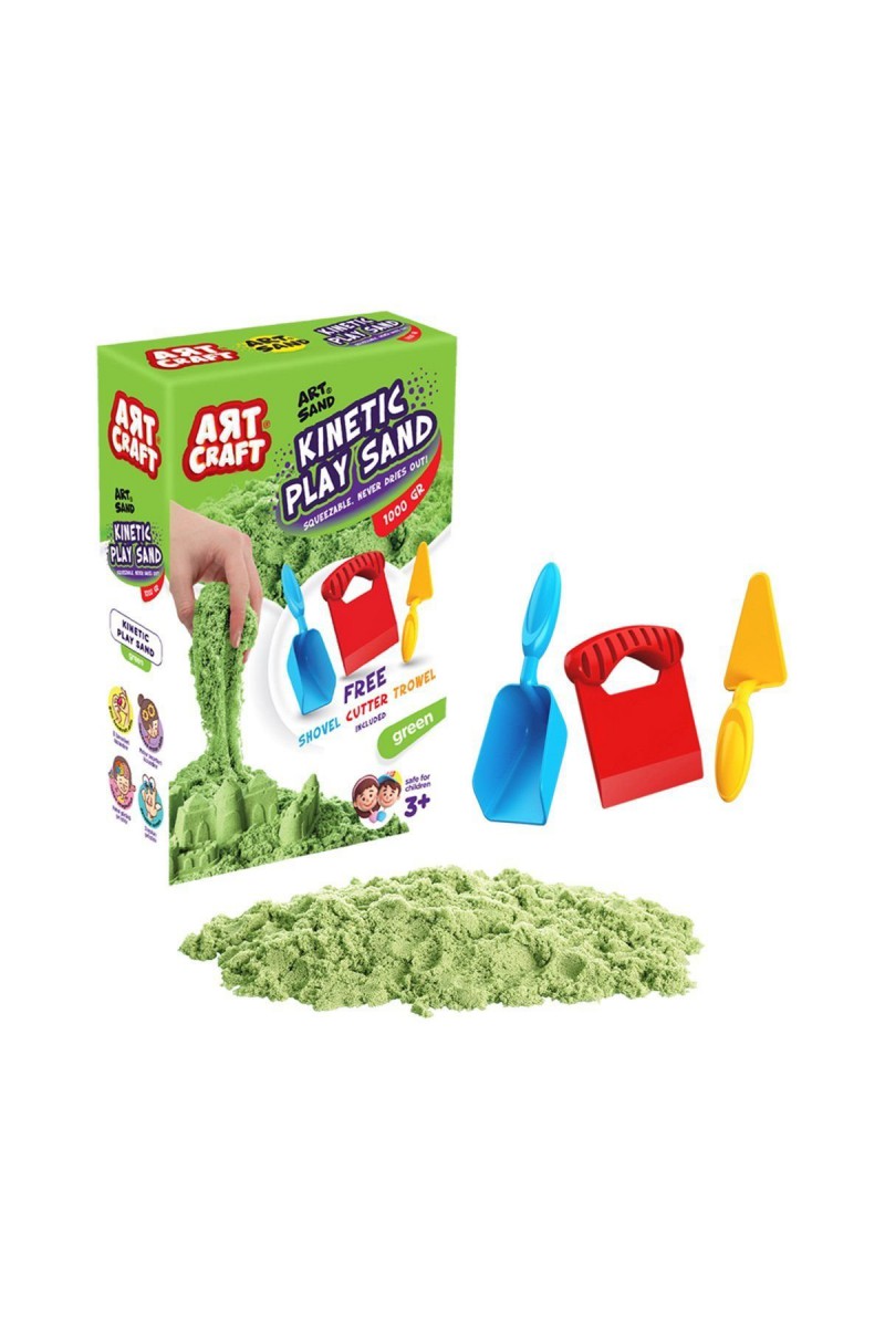 03692 Dede, Aksesuarlı Yeşil Kinetik Oyun Kumu 1000 Gr