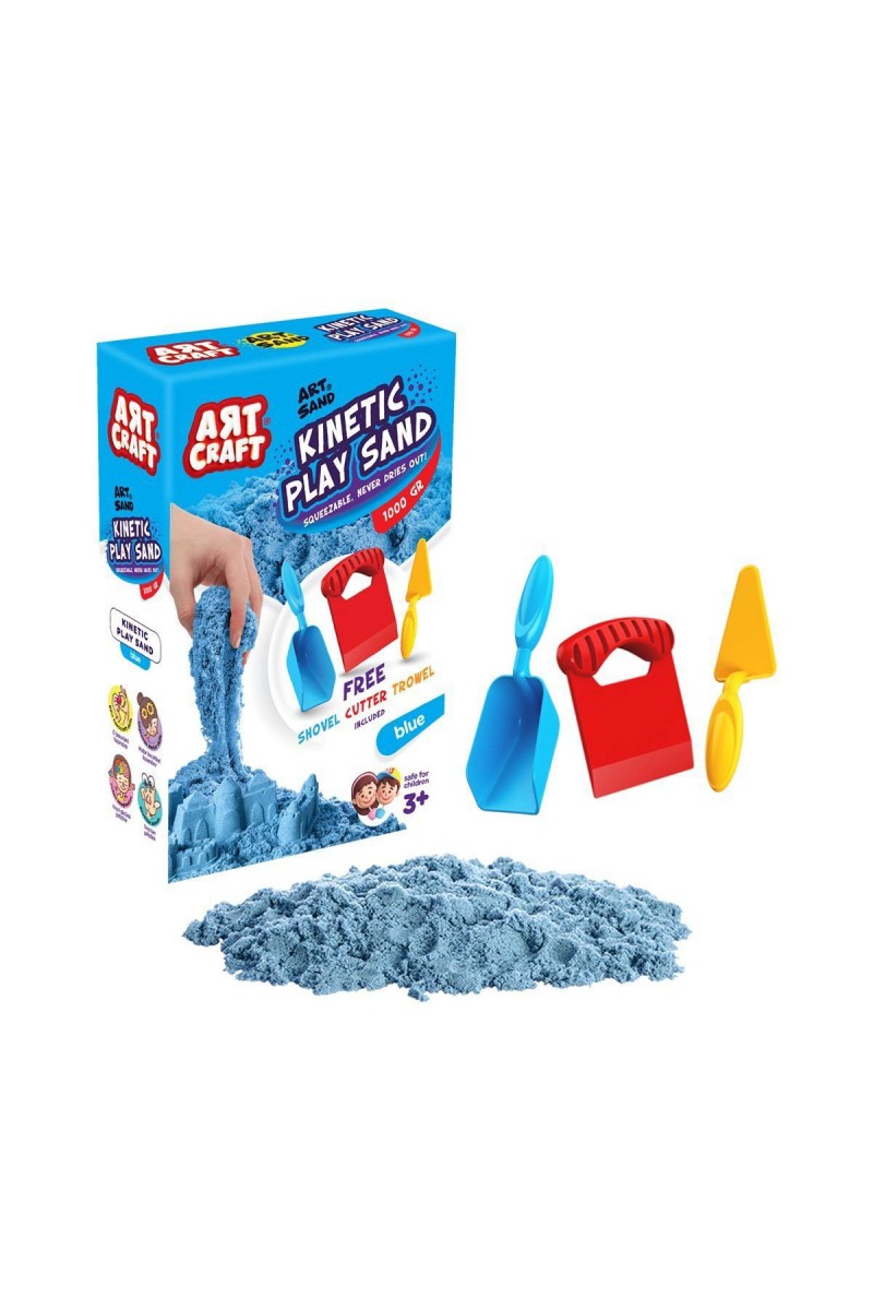 03691 Dede, Aksesuarlı Mavi Kinetik Oyun Kumu 1000 Gr