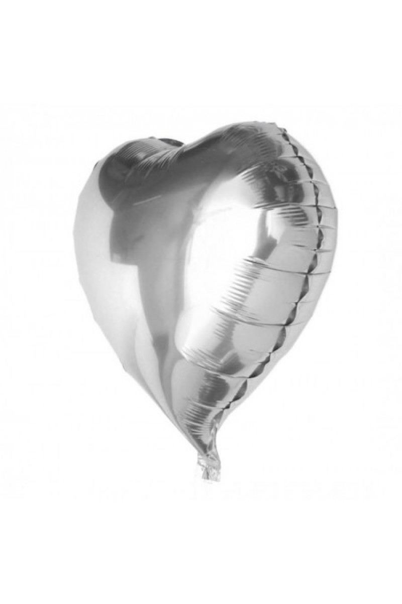 Kalp Balon Folyo Gümüş 60 Cm 24 inç