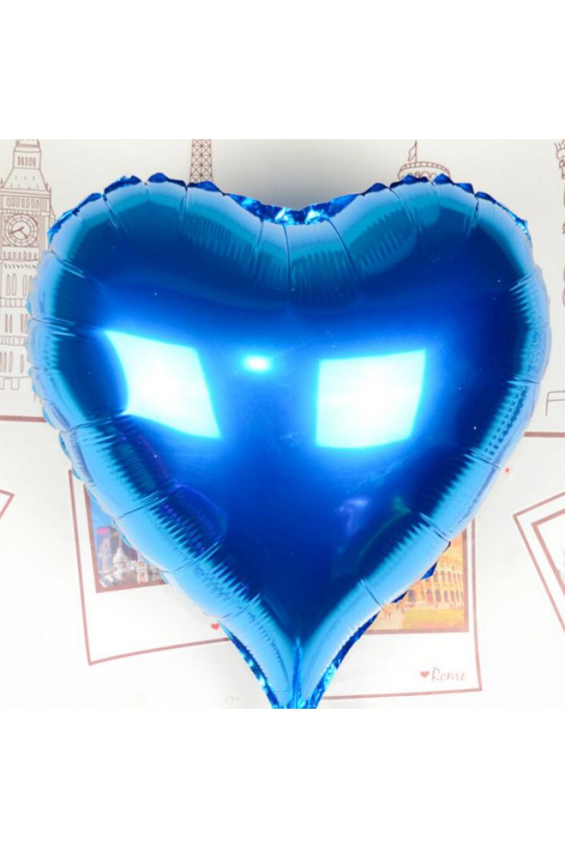Kalp Uçan Balon Folyo Mavi 80 Cm 32 inç