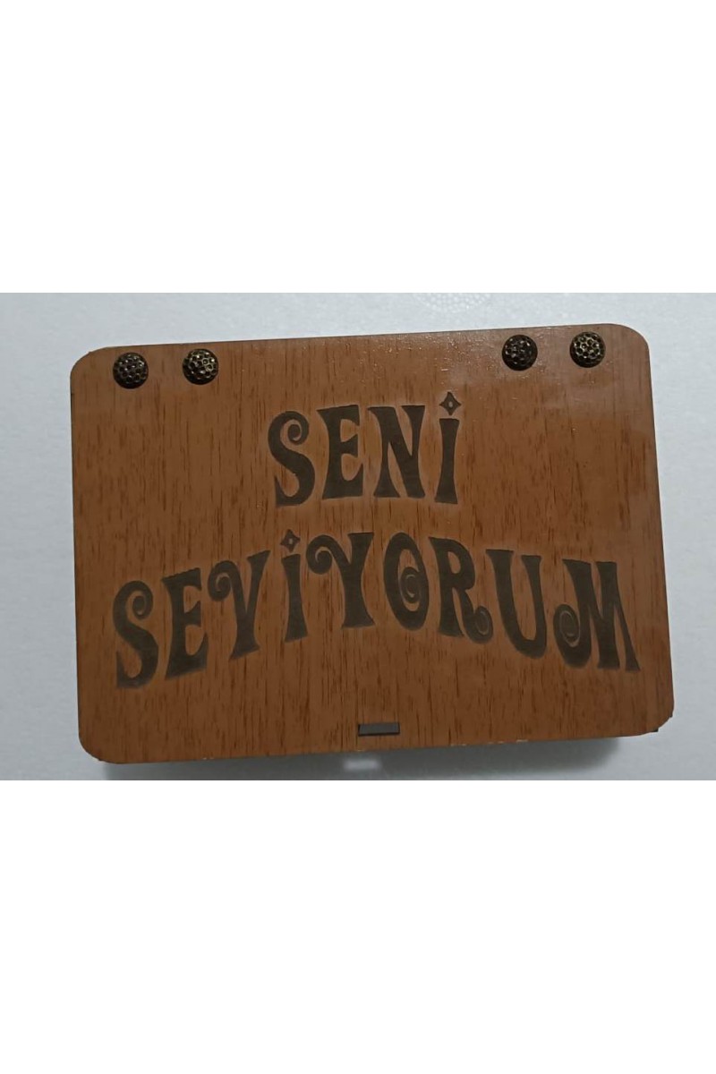 Seni Seviyorum Ahşap Hediye Kutusu Sevgiliye Hediye