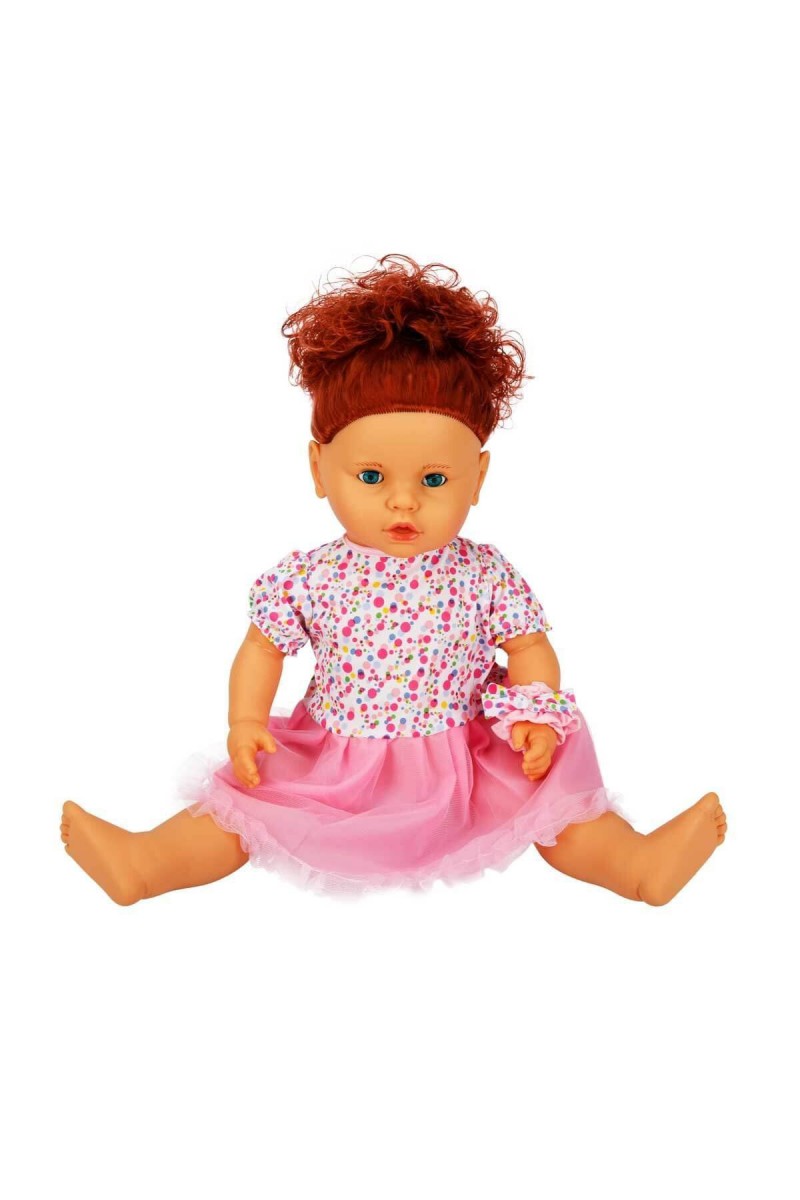 1060011 Lila Sesli Saçlı Et Bebek 60 Cm