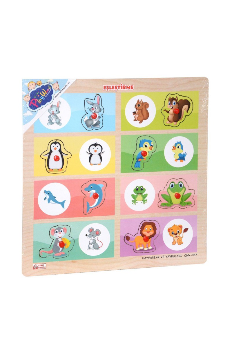 Ony-366-367 Ahşap Tutmalı Eşleştirme -hayvanlar Ve Yavruları