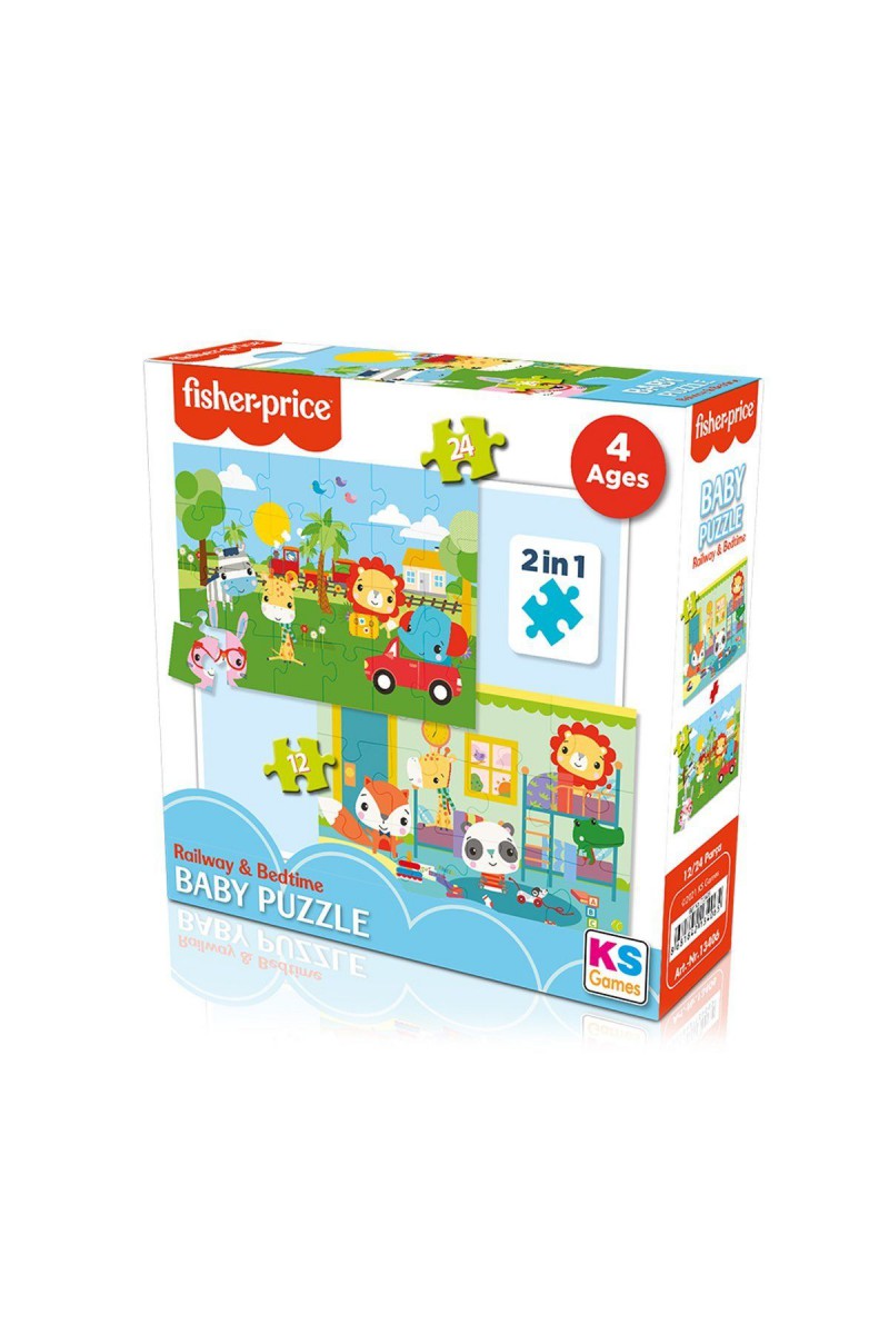 13406 Ks Fisher-price Baby Puzzle - Railway & Bedtime / 12+24 Parça Puzzle / +4 Yaş