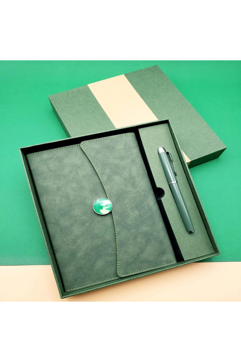 Özel Kutulu Deri Defter Ve Roller Kalem Seti