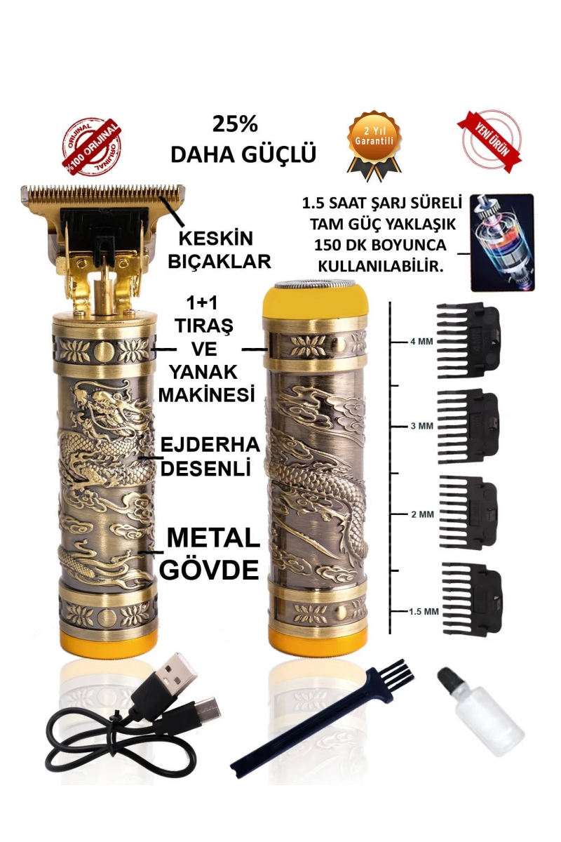 Kp-2074 2 İn 1 Profosyonel Suya Dayanaklı Ense Ve Yanak Makinası
